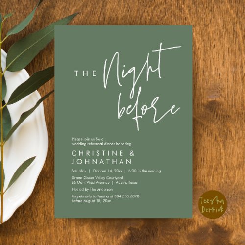 The Night Before, Casual Wedding Rehearsal Dinner Invitation