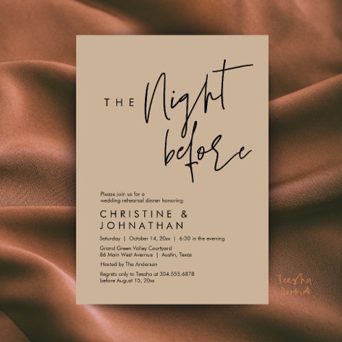 The Night Before, Casual Wedding Rehearsal Dinner Invitation
