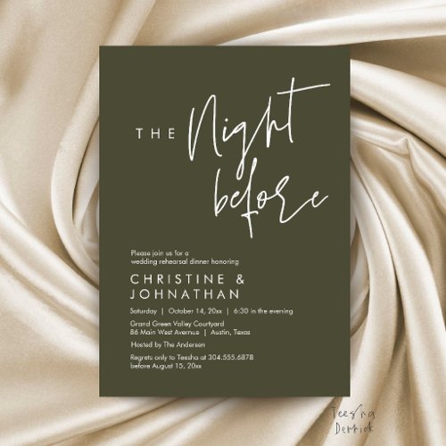 The Night Before, Casual Wedding Rehearsal Dinner Invitation
