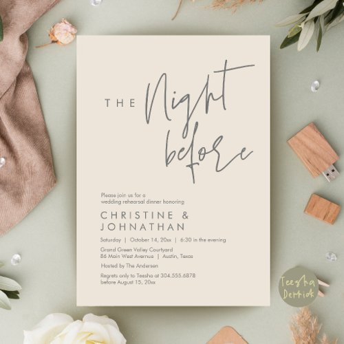 The Night Before, Casual Wedding Rehearsal Dinner Invitation