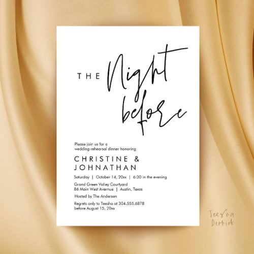 The Night Before, Casual Wedding Rehearsal Dinner Invitation