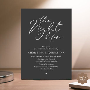 “The Night Before” Charcoal Grey Rehearsal Dinner Invitation