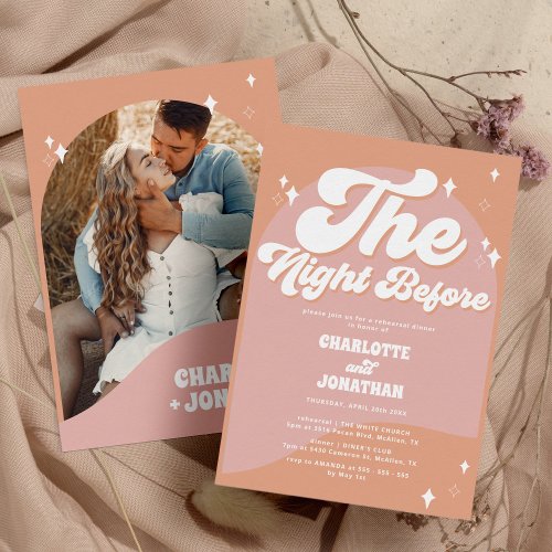 The Night Before Chic Groovy Rehearsal Dinner Invitation