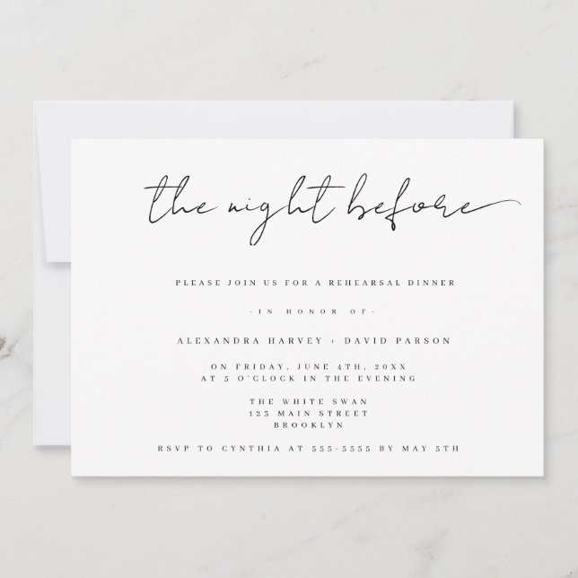 The Night Before Chic Rehearsal Dinner Invitation (Front)