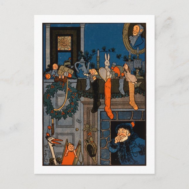 The Night Before Christmas, by Denlow, 1903 (colou Holiday Postcard (Front)