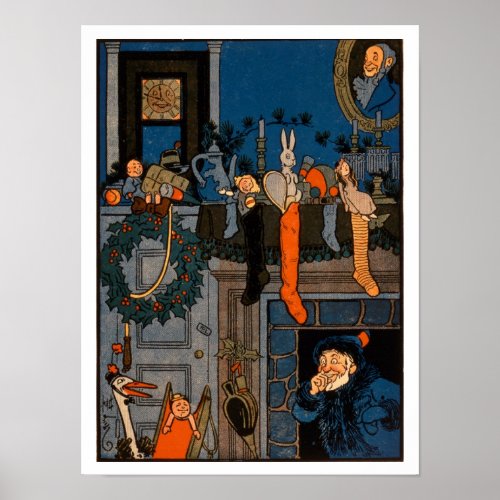 The Night Before Christmas by Denlow 1903 colou Poster