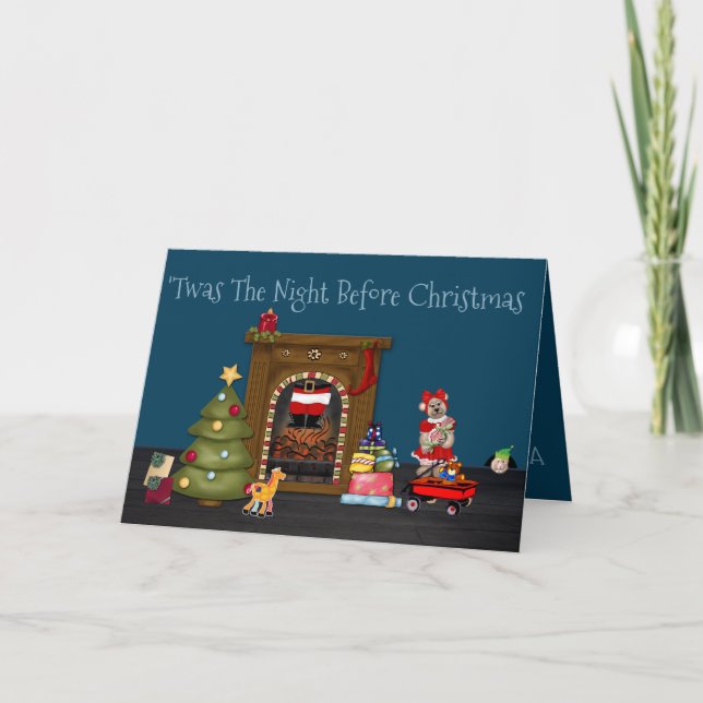 The Night Before Christmas W/Sleeping Basset, Fire Card (Front)