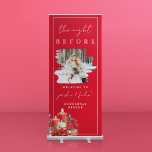 The Night Before Christmas/Winter Rehearsal Dinner Retractable Banner<br><div class="desc">Minimalist Modern Christmas Rehearsal Dinner Welcome Sign Celebration Decorations. The Design features a white minimalist typography with a custom photo on red background. The sleek and minimalist design adds a touch of sophistication and elegance to your event decor, making it the perfect backdrop for photo opportunities and a memorable addition...</div>