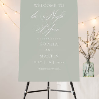 The Night Before Classic Modern Sage Green Wedding Foam Board