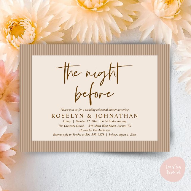 The Night Before Classic Neutral Wedding Rehearsal Invitation (The Night Before Classic Neutral Wedding Rehearsal Invitation card PDF Earthy Brown)