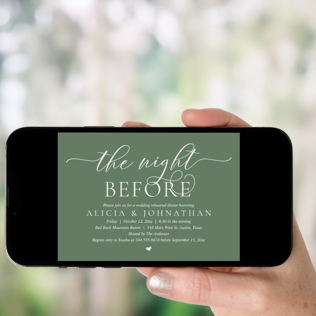 The Night Before, Classy Wedding Rehearsal Dinner Invitation (Front Digital)
