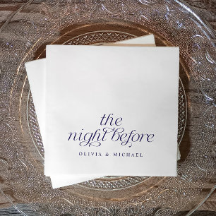 The Night Before Dark Blue Rehearsal Dinner Napkins