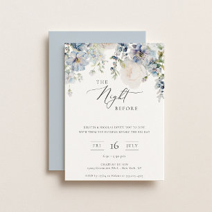 The Night Before Dusty Blue Floral Invitation