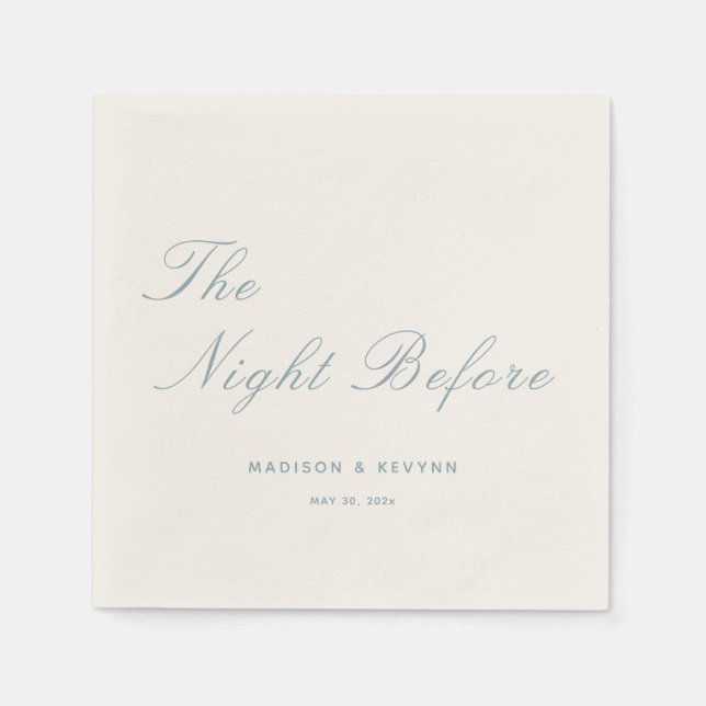 The Night Before Dusty Blue Wedding Napkins (Front)