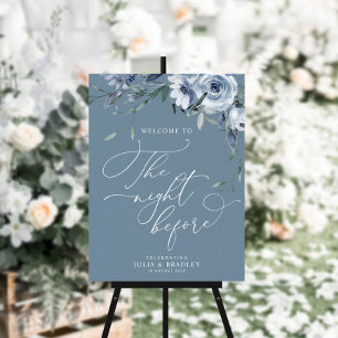 The Night Before dusty blue wedding rehearsal sign
