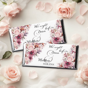 The night before Dusty Pink Boho Floral Wedding Hershey Bar Favors