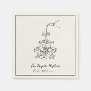 The Night Before Elegant Champagne Tower Sketch Napkins