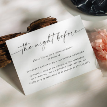 The Night Before. Elegant Modern Rehearsal Dinner Invitation by RemioniArt at Zazzle
