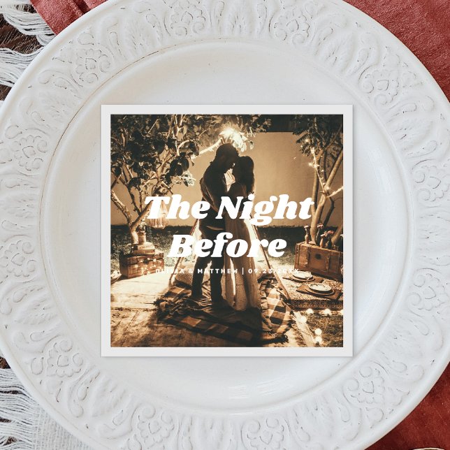 The Night Before | Elegant Rehearsal Dinner Photo Napkins (Creator Uploaded)
