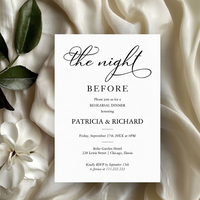 The Night Before Elegant Script Rehearsal Dinner Invitation (Creator Uploaded)