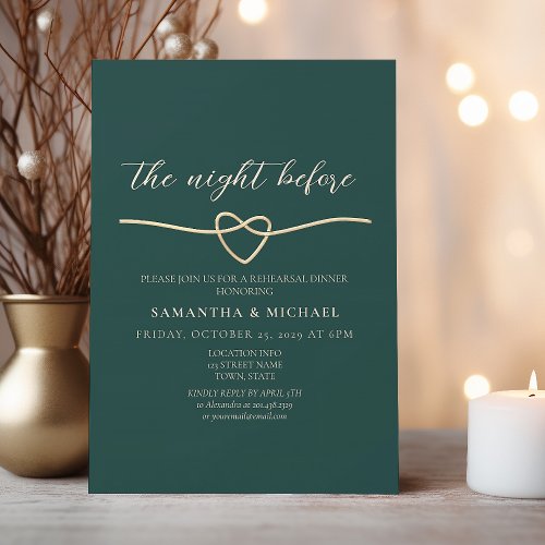 The Night Before Emerald Green Rehearsal Dinner  Invitation