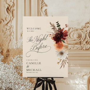 The Night Before Fall Wedding Welcome Sign