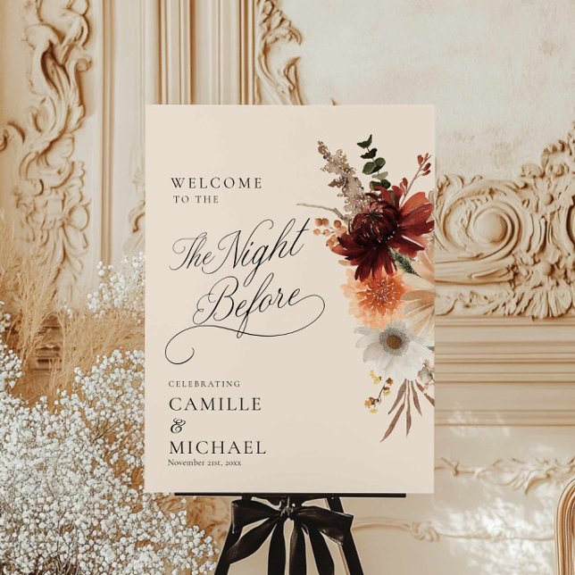 The Night Before Fall Wedding Welcome Sign (The Night Before Fall Wedding Welcome Sign)