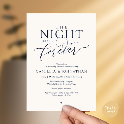 “The Night Before Forever” Navy Ivory Rehearsal