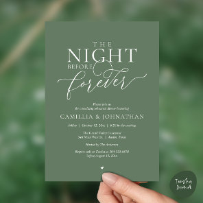 “The Night Before Forever” Sage Green Rehearsal Invitation
