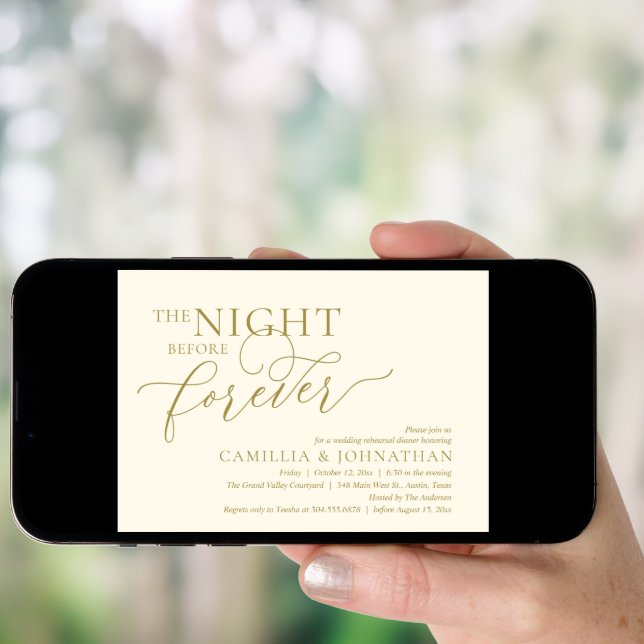 The Night Before Forever, Wedding Rehearsal Dinner Invitation (Front Digital)
