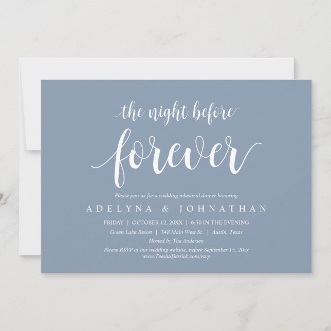 The Night Before Forever, Wedding Rehearsal Dinner Invitation (Front)
