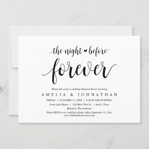 The Night Before Forever Wedding Rehearsal Dinner Invitation