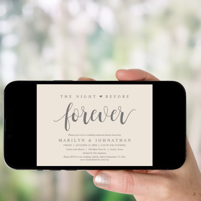 The Night Before Forever, Wedding Rehearsal Dinner Invitation (Front Digital)