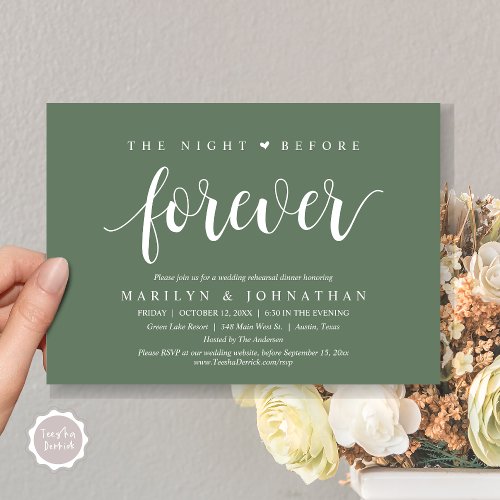 The Night Before Forever Wedding Rehearsal Dinner Invitation