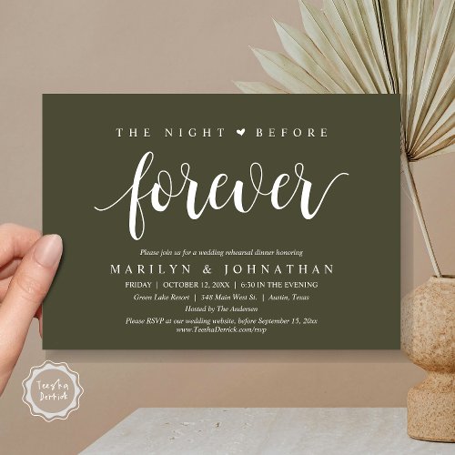 The Night Before Forever Wedding Rehearsal Dinner Invitation