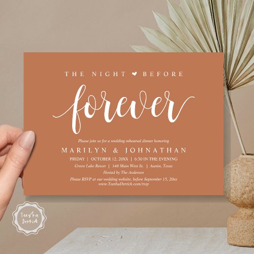 The Night Before Forever Wedding Rehearsal Dinner Invitation