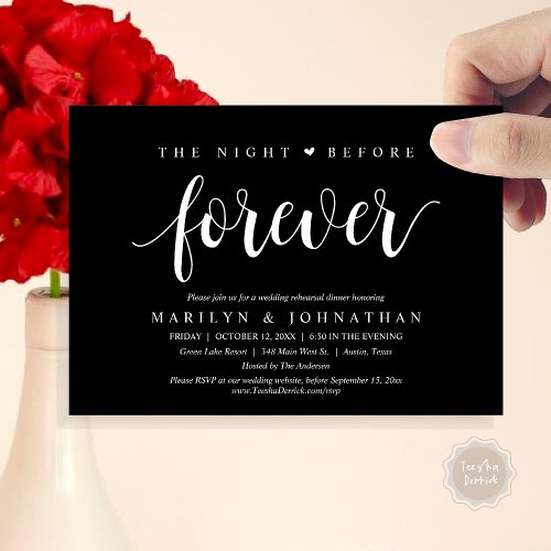 The Night Before Forever Wedding Rehearsal Dinner Invitation