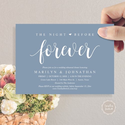 The Night Before Forever Wedding Rehearsal Dinner Invitation