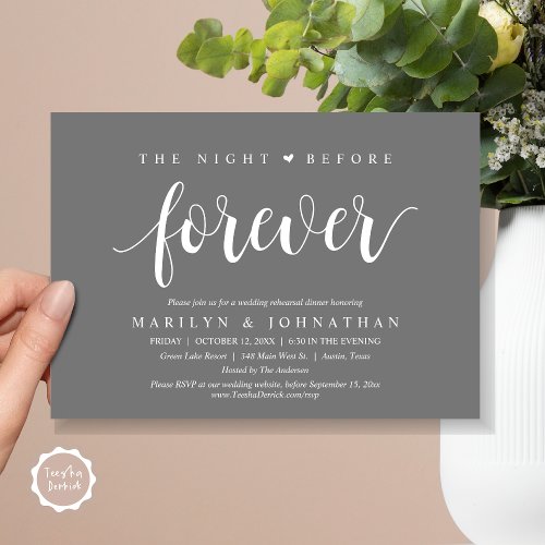 The Night Before Forever Wedding Rehearsal Dinner Invitation