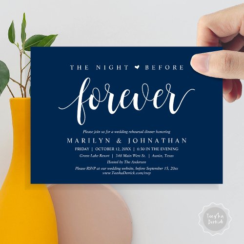 The Night Before Forever Wedding Rehearsal Dinner Invitation