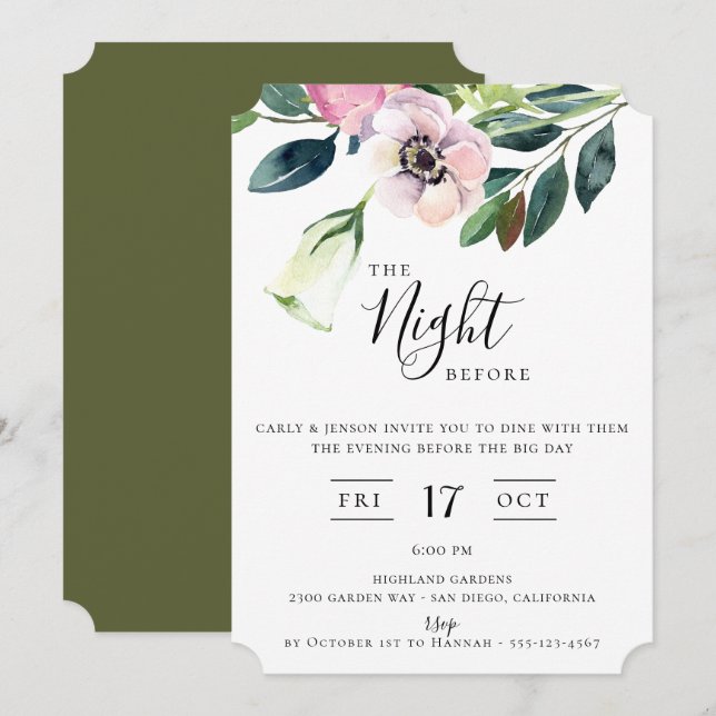 The Night Before Garden Bouquet Invitation (Front/Back)