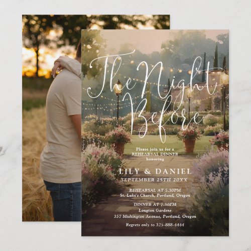The Night Before Garden Photo Rehearsal Dinner Invitation