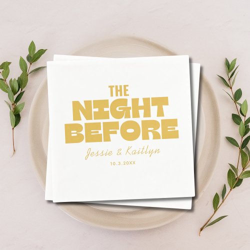 The Night Before Glam Gold Rehearsal Dinner Decor Napkins