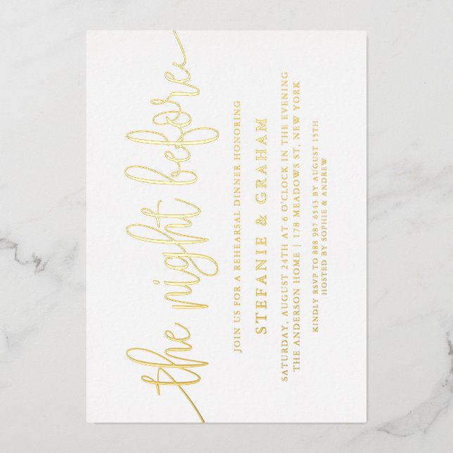 The Night Before Gold Foil Rehearsal Dinner Invitation (Front)