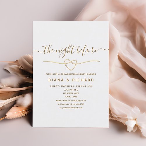 The Night Before Gold Rehearsal Dinner  Invitation