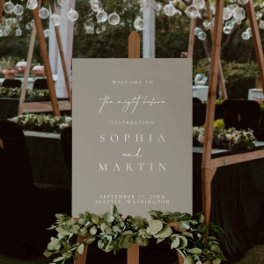 The Night Before Gray Green Wedding Welcome Sign