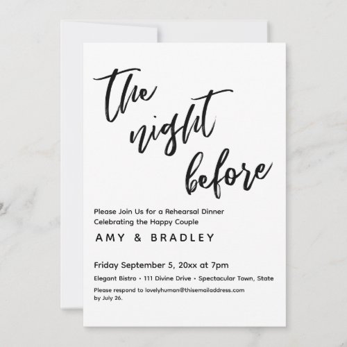 The Night Before Handwriting Typography Invitation