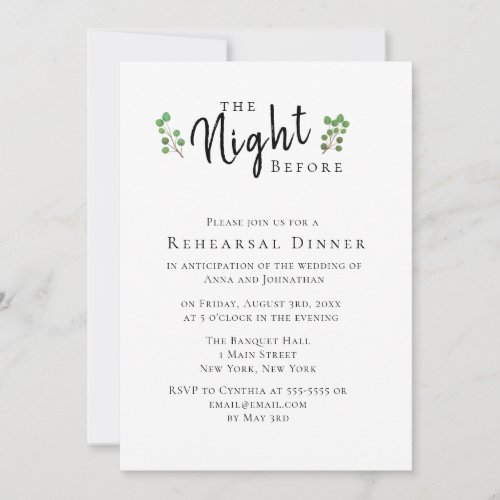 The Night Before Leaf Rehearsal Dinner Invitations