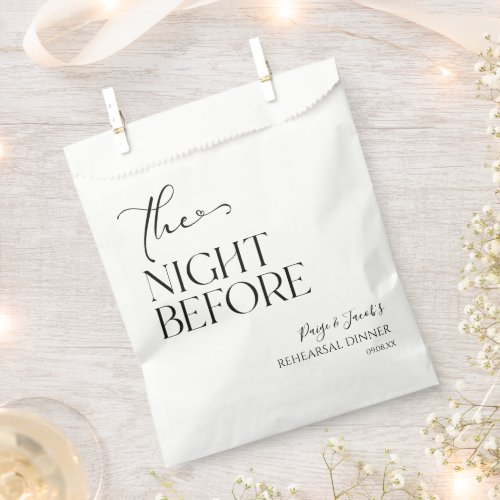 The Night Before Minimal Wedding Rehearsal Dinner Favor Bag