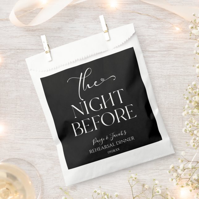 The Night Before Minimal Wedding Rehearsal Dinner Favor Bag (Clipped)